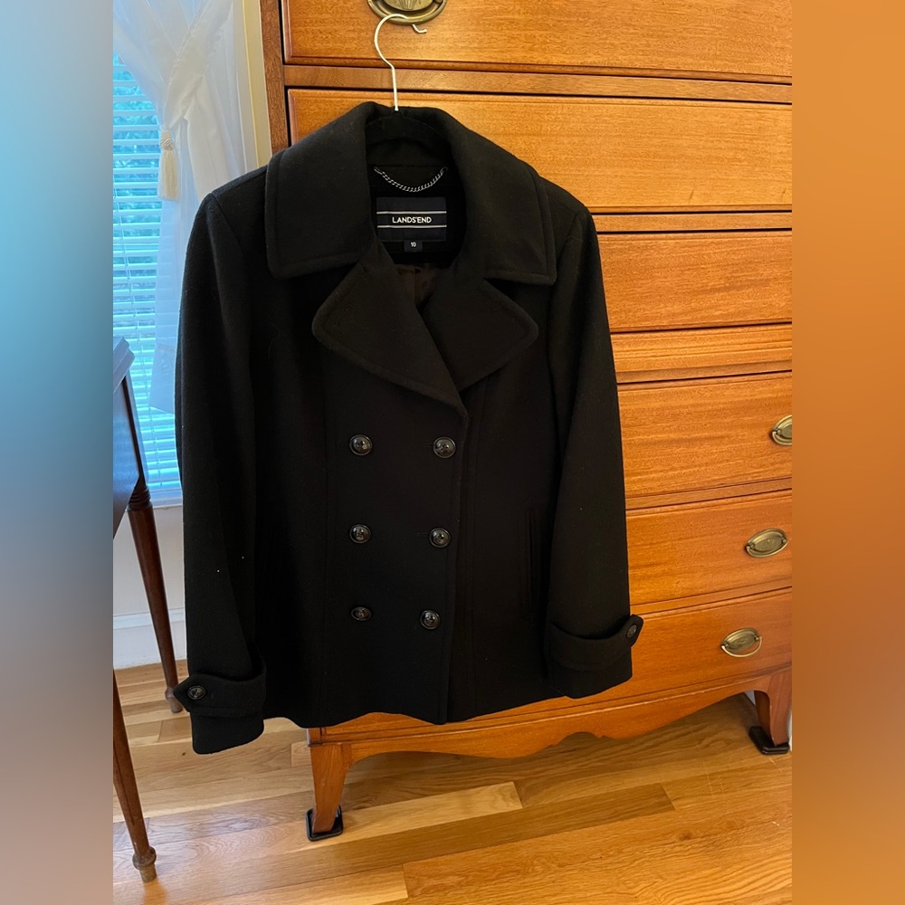 Lands' End Women's Black Peacoat